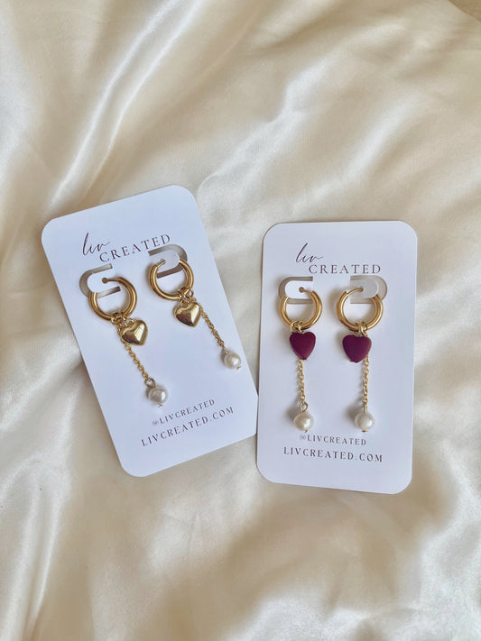 Pearl Drop Heart Huggies