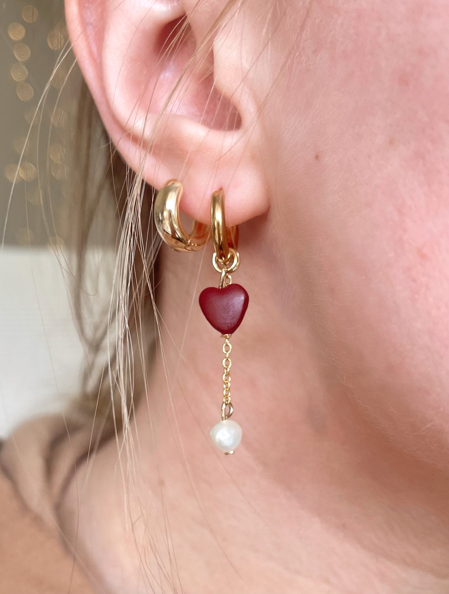 Pearl Drop Heart Huggies