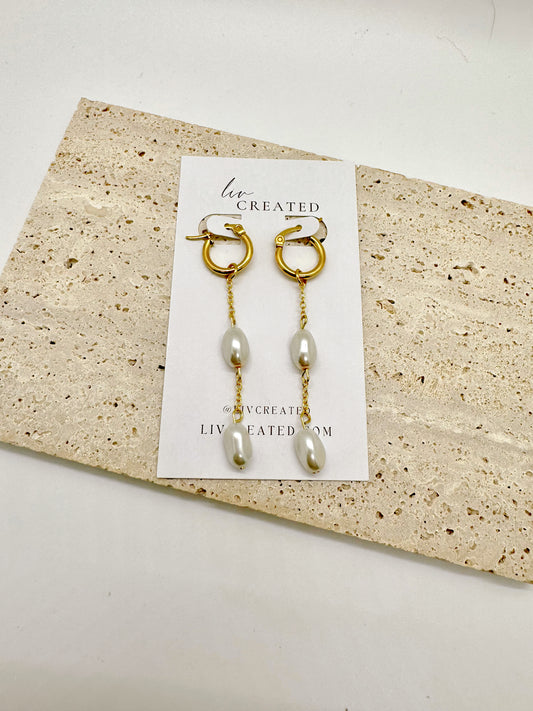 Pearl Drop Huggies | Handmade Huggie Earrings