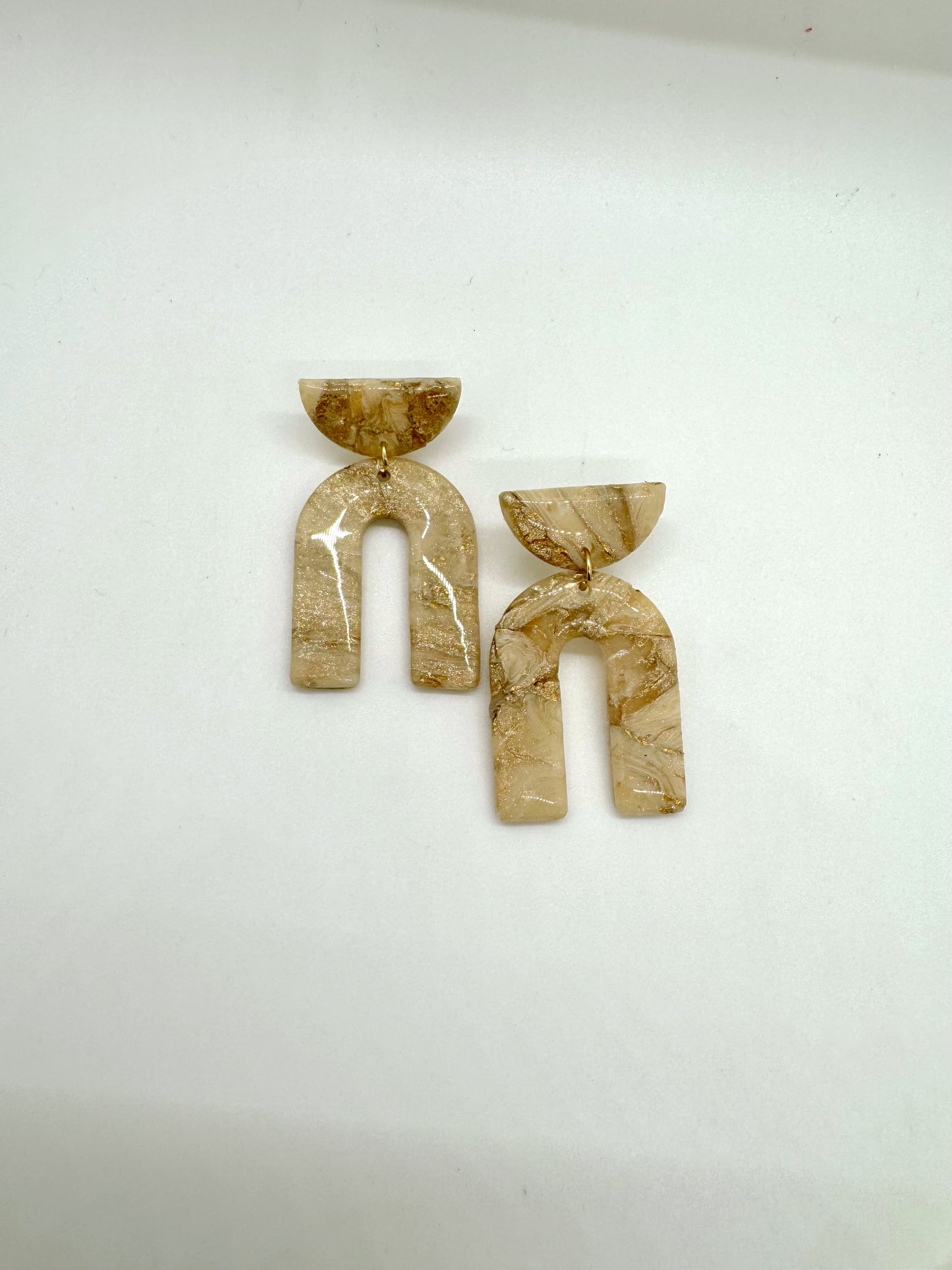 Gold Marble Arches | Handmade Polymer Clay Earrings