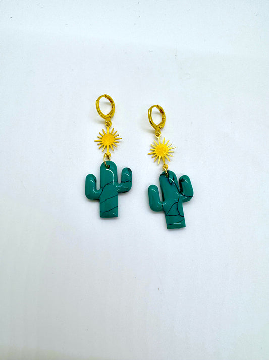 Turquoise Cacti | Handmade Polymer Clay Earrings