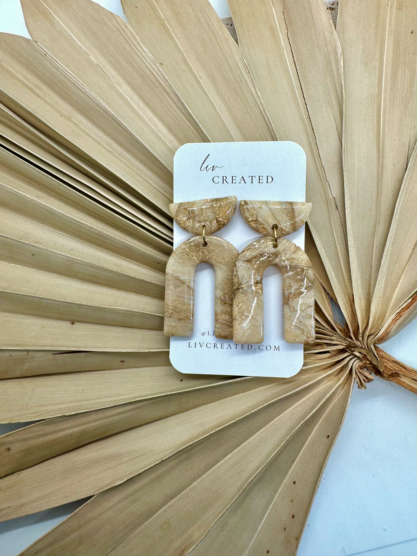 Gold Marble Arches | Handmade Polymer Clay Earrings