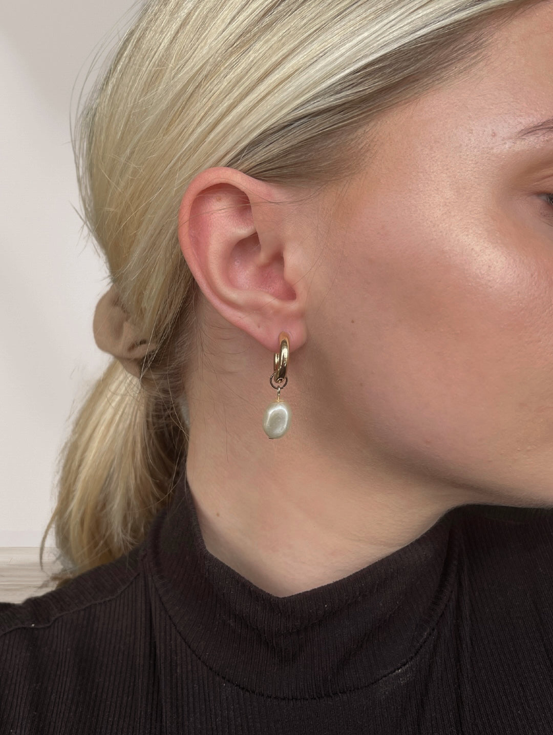 Gold Pearl Hoops livcreated