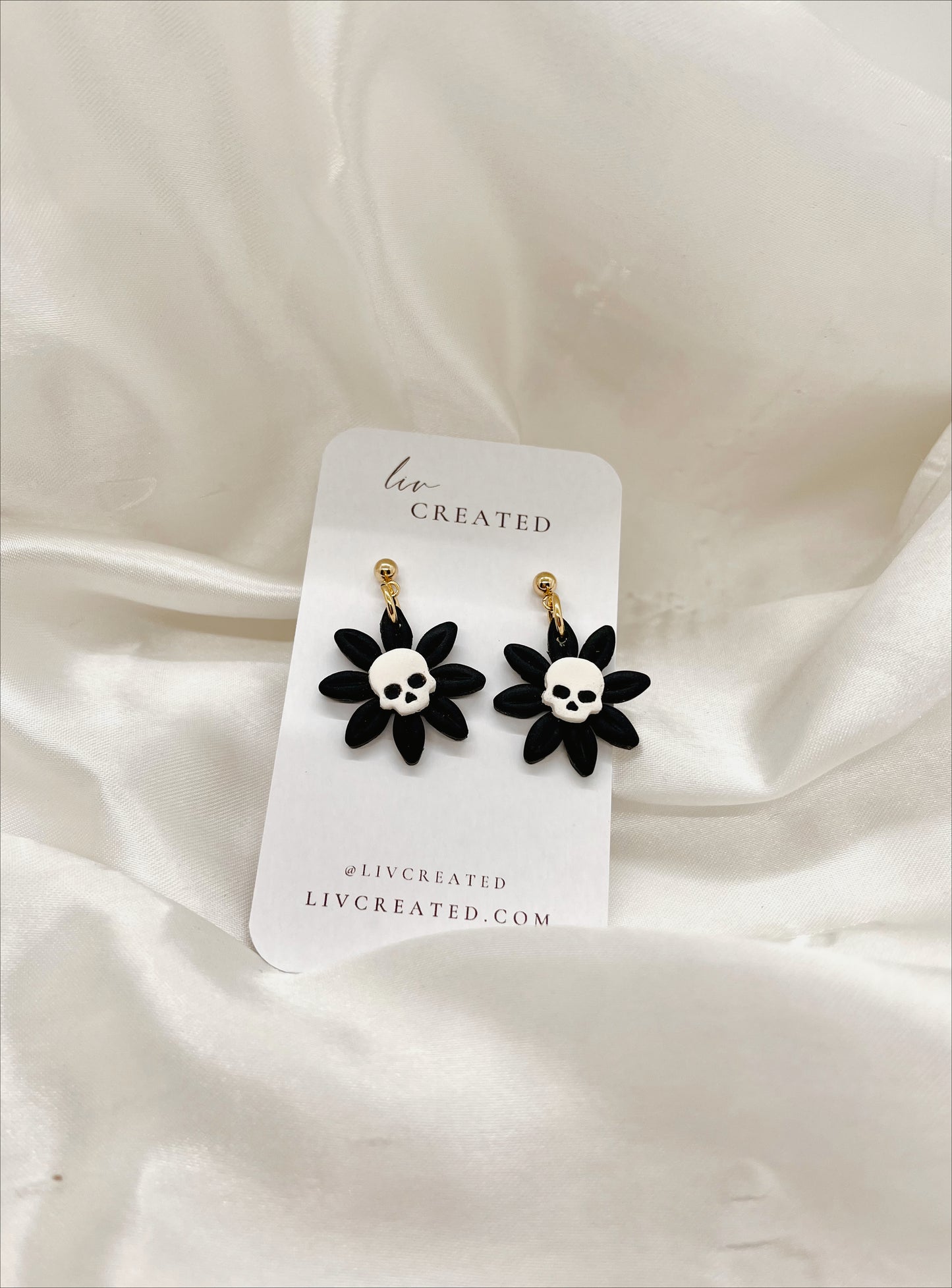 Skull Flowers | Handmade Polymer Clay Earrings