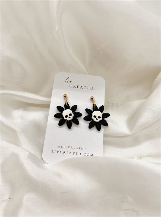 Skull Flowers | Handmade Polymer Clay Earrings