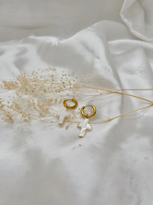 Iridescent Cross Huggies