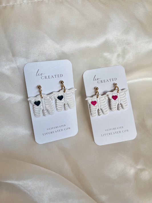 My Heart Skeletons | Handmade Polymer Clay Earrings