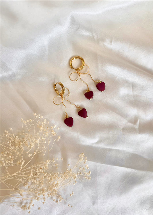 Gold Valentine Bows | Handmade Clay Earrings