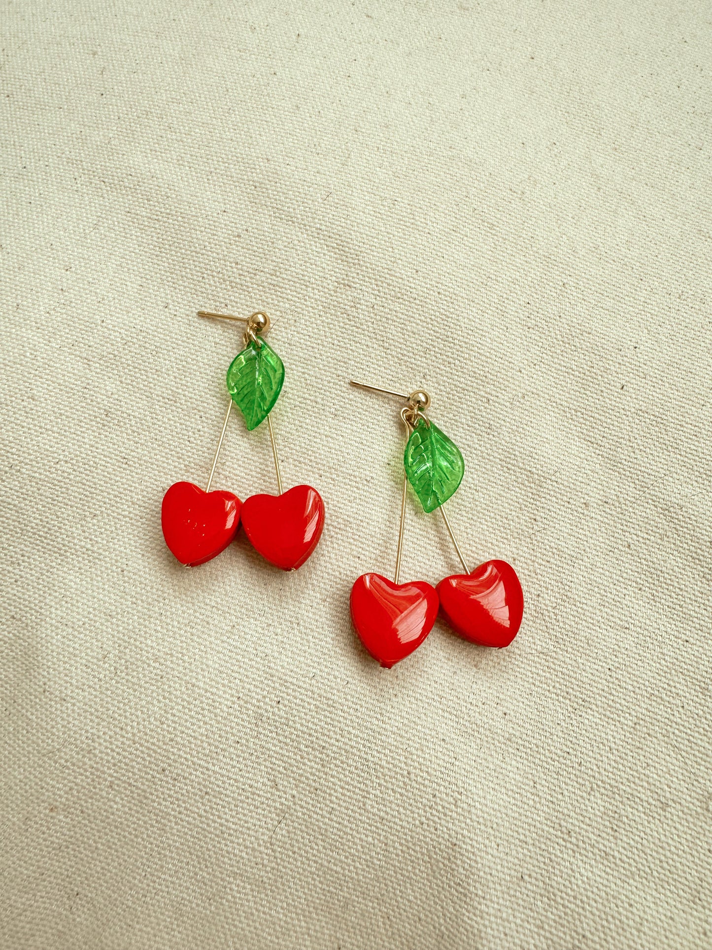 Cherry Hearts | Handmade Polymer Clay Earrings