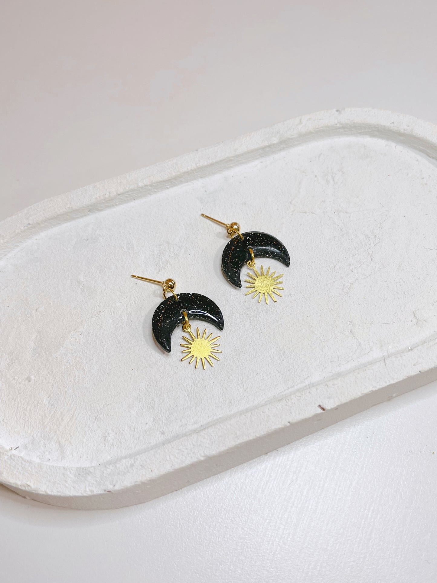 Midnight Moon Dangles | Handmade Polymer Clay Earrings