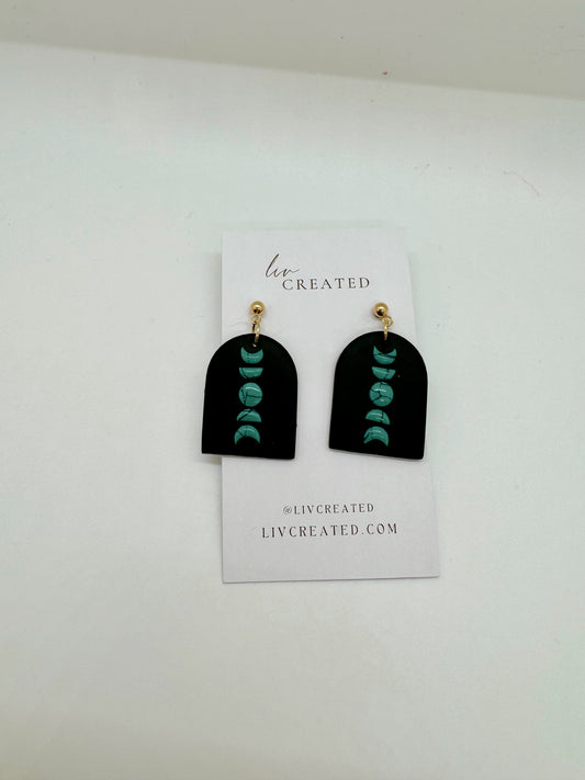 Turquoise Crescent Arches | Handmade Polymer Clay Earrings