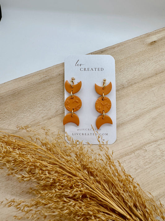 Burnt Orange Crescents | Handmade Polymer Clay Earrings