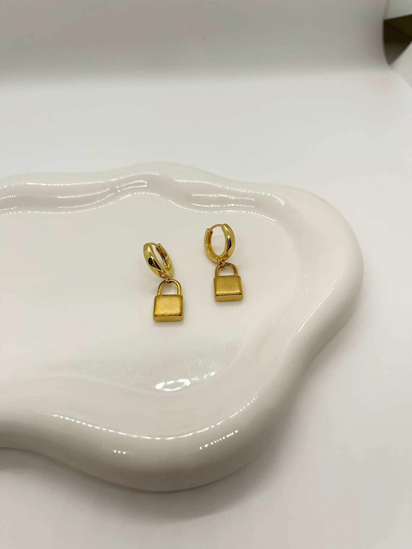 Lock Huggies | Gold Plated Handmade Earrings