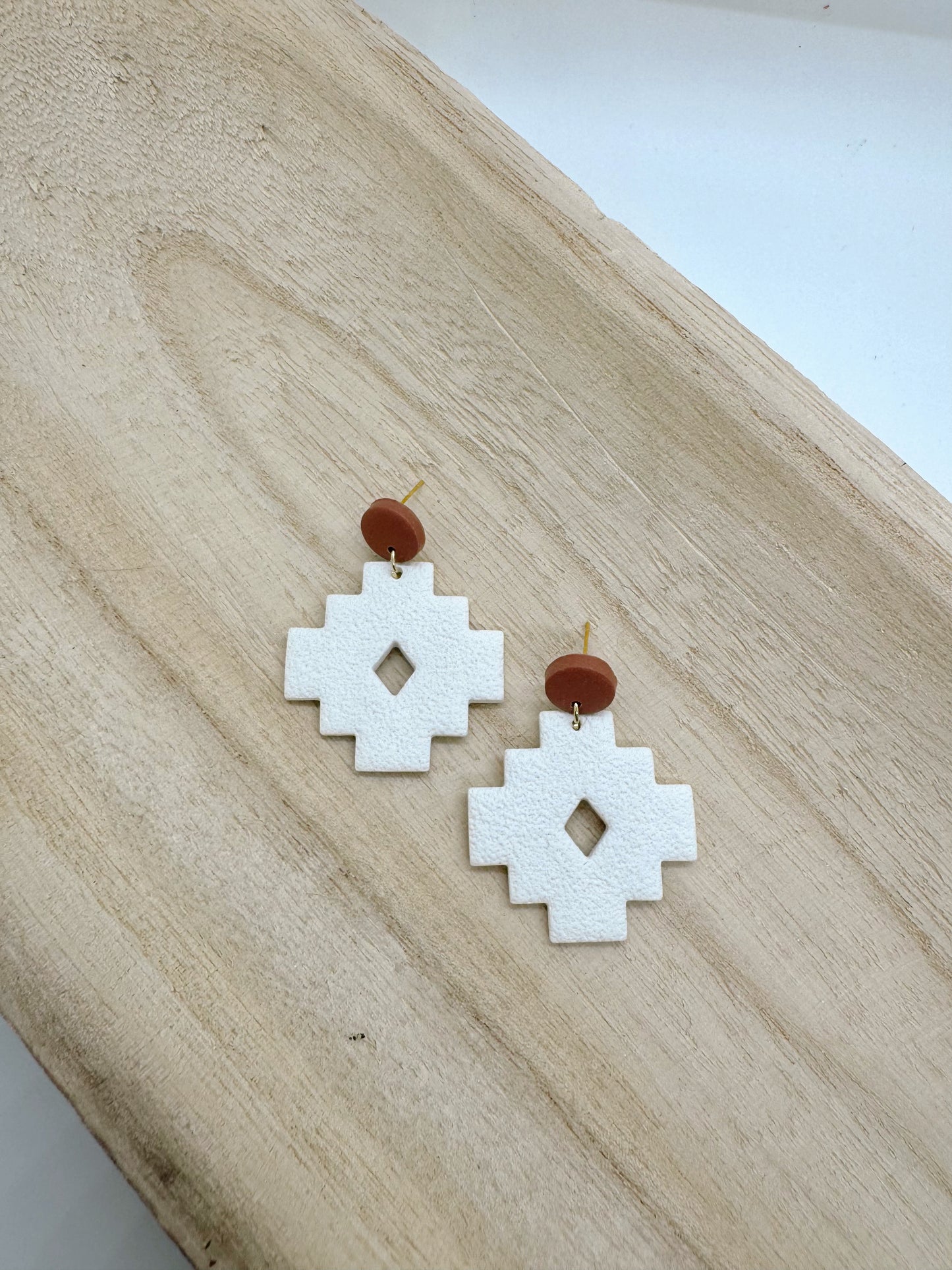 White Western Dangles | Handmade Polymer Clay Earrings