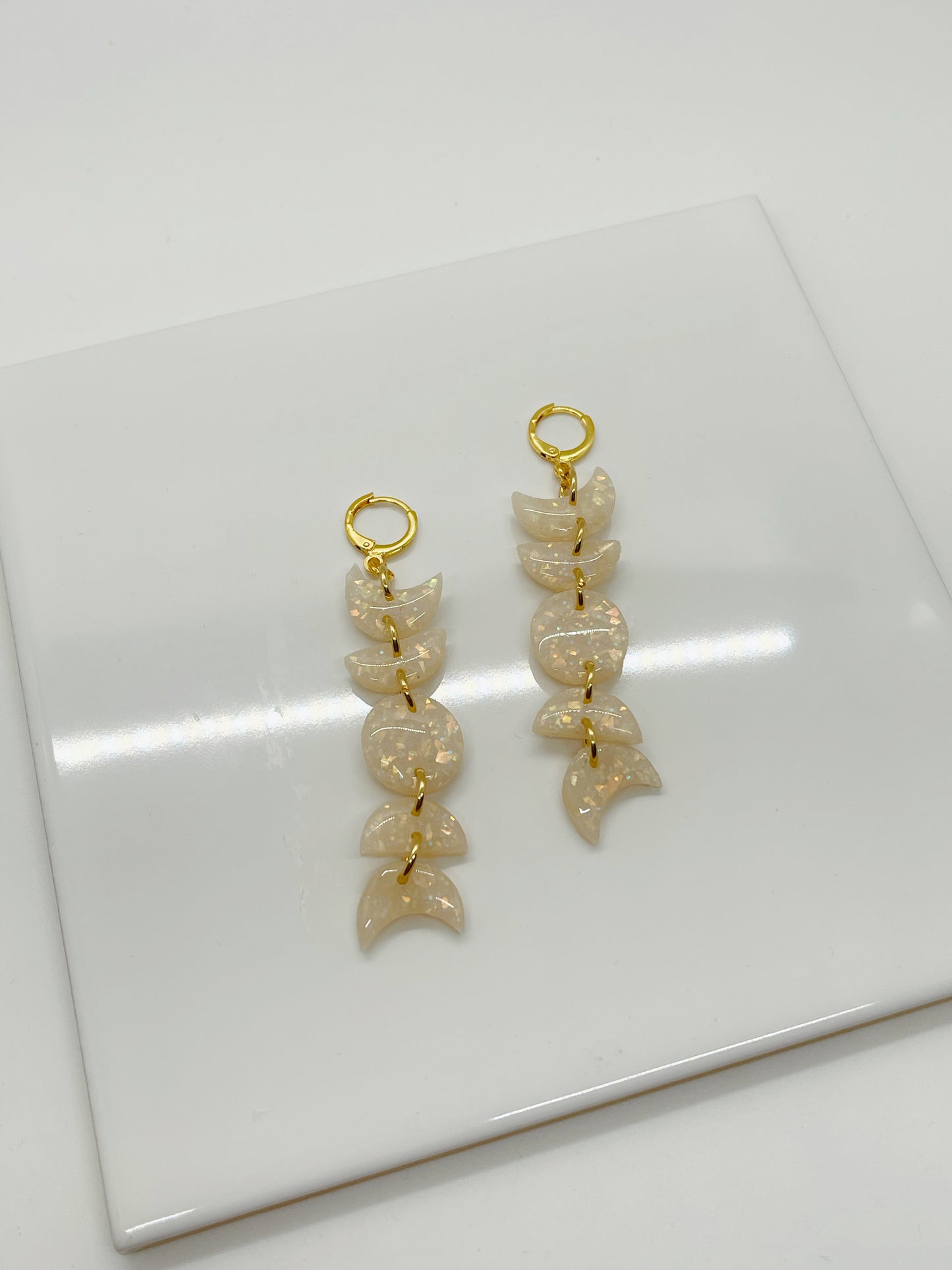 Opal Crescents | Handmade Polymer Clay Earrings