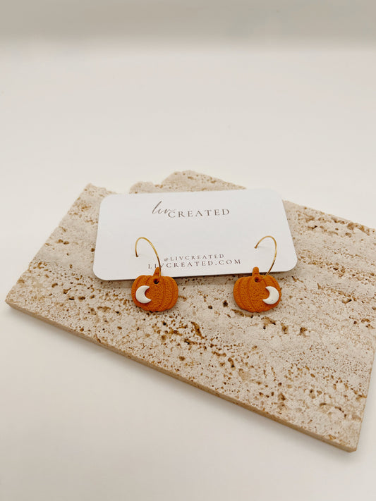 Pumpkin Hoops | Handmade Polymer Clay Earrings livcreated