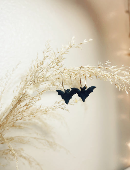 Bat Hoops | Handmade Polymer Clay Earrings